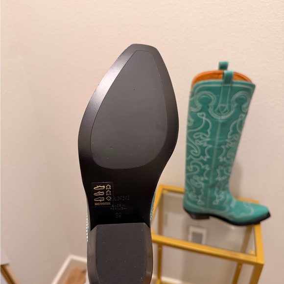 Ganni Green Knee High Cowboy Boots - Picture 8 of 8
